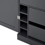 77H Freestanding Kitchen Pantry, Farmhouse Storage Cabinet with Adjustable Shelves, Door Shelves, Drawers & Wine Racks - ModernLuxe