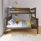 Max & Lily Bunk Bed Twin over Full Size, Solid Wood Bunk Beds with Ladder for Kids