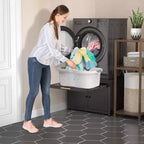 Piedestal en métal renforcé noir/blanc pour laveuse et sécheuse – Unité simple, anti-vibration