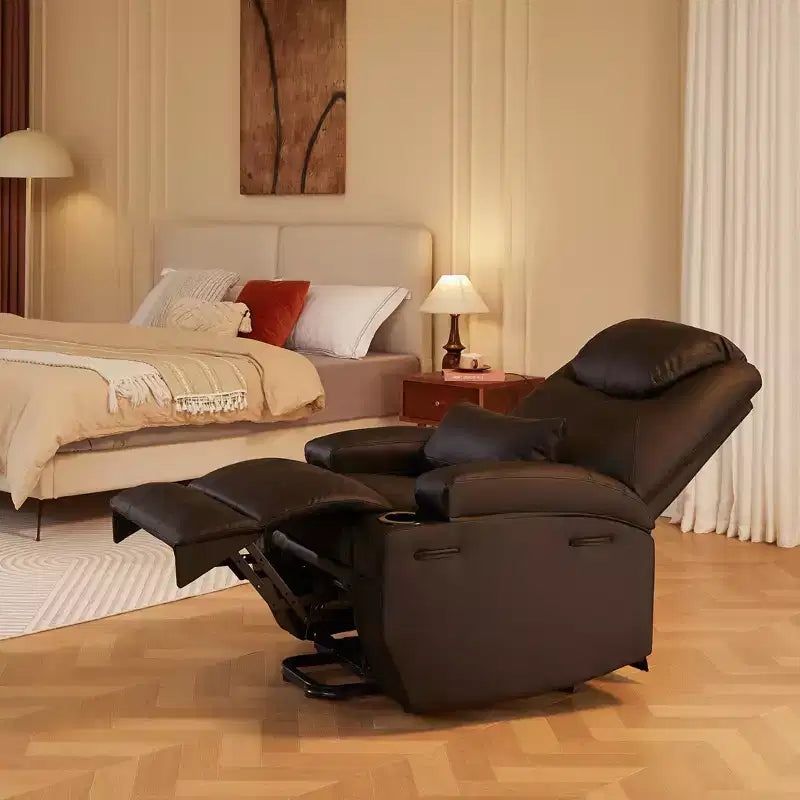 Bestier 34.6'' Electric Power Lift Asist Recliner Chair with Massage and Heat, Fax Leather Reclining Chair with Side Pockets & Cup Holders