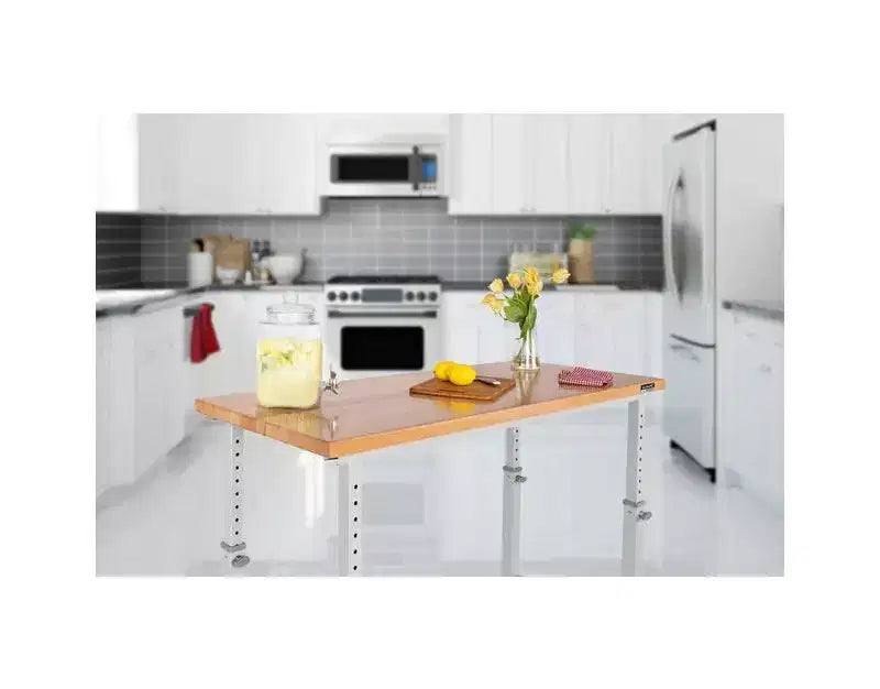 Heavy Duty 60 Adjustable Height Workbench Table with Wood Top
