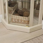 Corner Curio Cabinet with Glass Doors and Shelves, Corner Display Case for Living Room