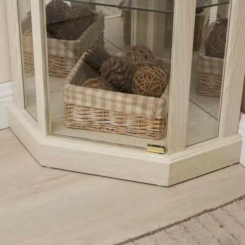Corner Curio Cabinet with Glass Doors and Shelves, Corner Display Case for Living Room