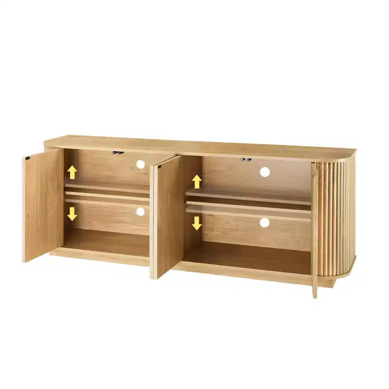 JVNOXK Wavy Wood Grain Sideboard, Vertical Stripes, TV Cabinet, Suitable for Bedroom/Entrance Hall. Natural Wood , 64W  15D  24H