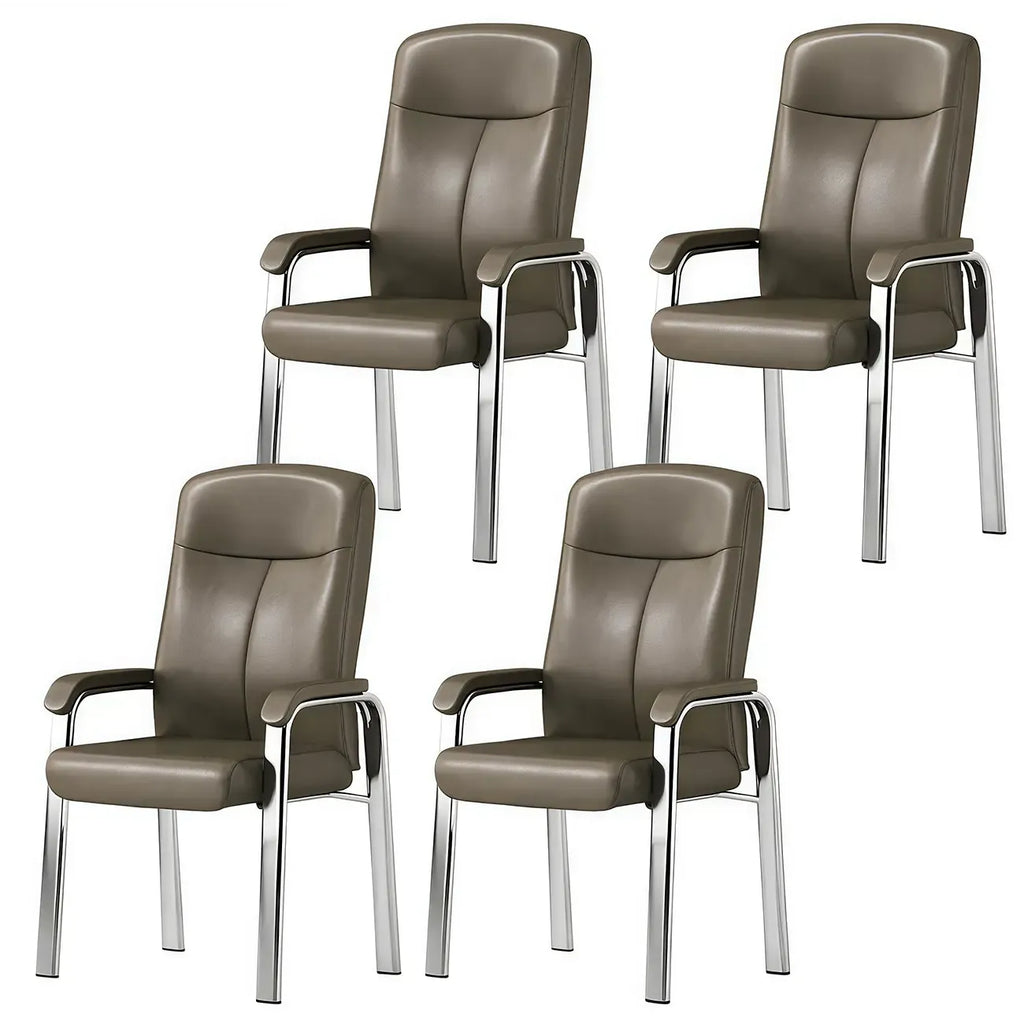 HomeyFad Modern Leather Metal 4-Leg Office Chair with Arms