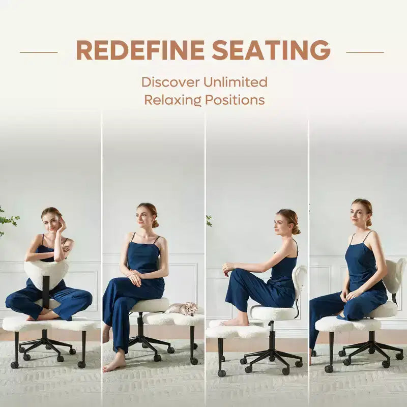Pinmoco Ergonomic Criss Cross Office Chair, Height Adjustable Meditation Chair, 360 Swivel, Lumbar Support, Task and Office Chair, ADHD Chair