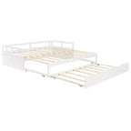 Okak Twin Size Extending Design Daybed with Trundle/Drawers & Safety Rails,Solid Wood Platform Bed Frame for Teens,Adults