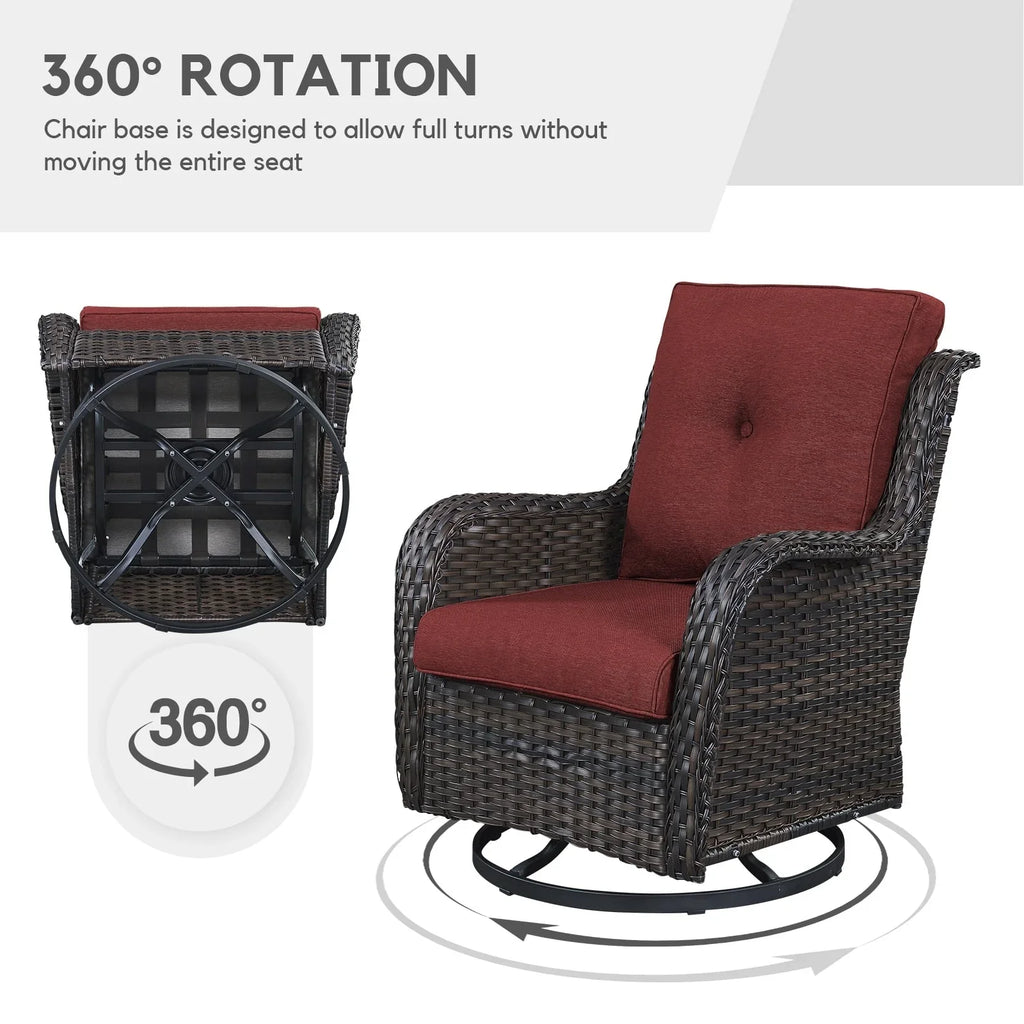 Gymojoy Outdoor Wicker Rocking Lounge Chairs with Swivel Base (Set of 2)
