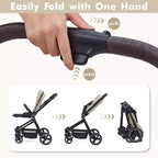 Baby Stroller, Foldable Stroller - High Landscape Pushchair for Newborn & Toddler, Convertible Pram with Reversible Backrest