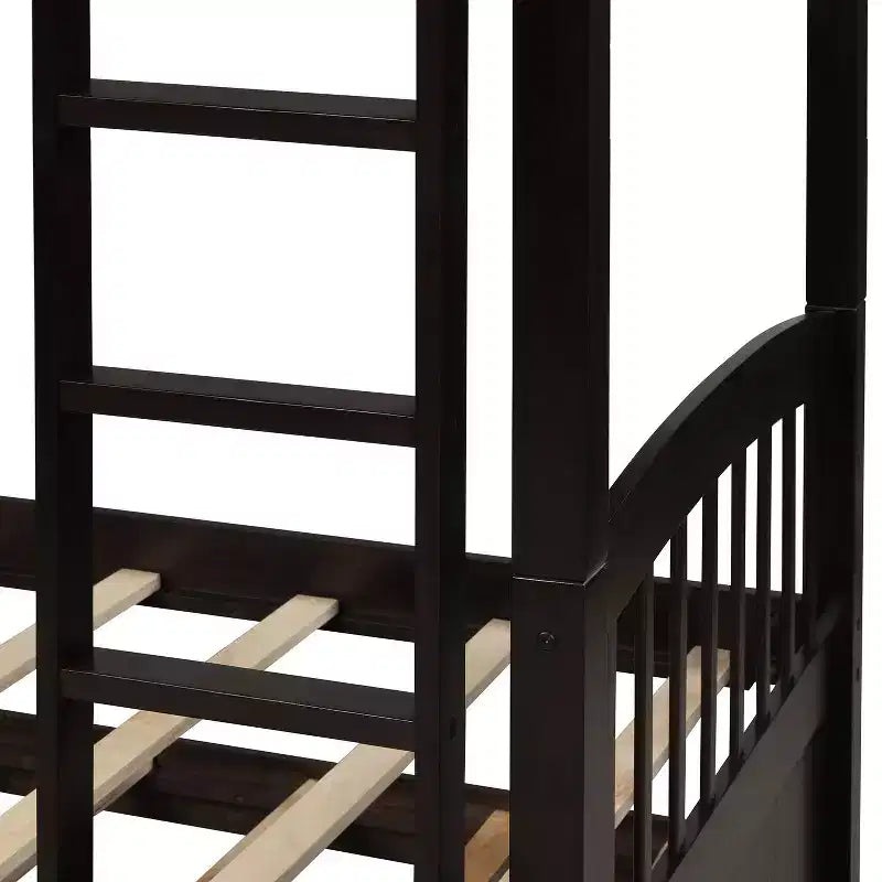 Lit superposé double avec échelle, barrière de sécurité, lit gigogne double avec 3 tiroirs pour chambre d'adolescent, meubles de chambre d'amis