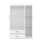 Whisen Wood 3-Door Wardrobe Armoire with Hanging Rod, 2-Drawers, and Storage Shelves