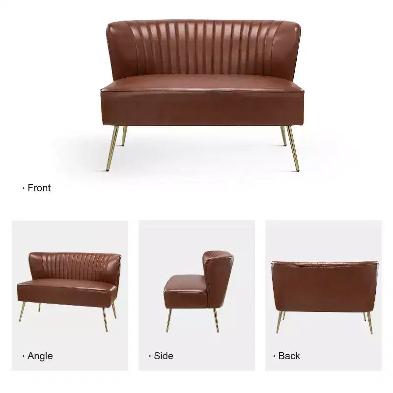 47 Contemporary Wingback Loveseat, Armless 2-Seater Sofa with Metal Legs for Living Room or Bedroom
