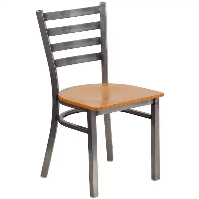 Emma and Oliver 2 Pack Clear Coated Ladder Back Metal Restaurant Chair