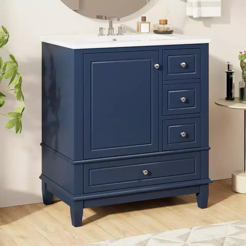 30 Bathroom Vanity Sink Combo, Bathroom storage Cabinet with Drawers and Shelf, Single Sink Bathroom Vanity