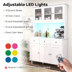 Tall kitchen food storage cabinet with LED lights and