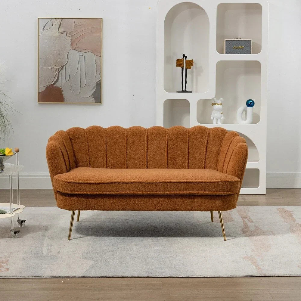 Small Mini Room Couch Two-Seater Sofa with Gold Metal Leg - 2 Seat
