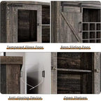 72 Inch Farmhouse Coffee Bar Cabinet with Wine Glass Rack, Large Kitchen Hutch with 3 Drawers and Sliding Barn Door, Tall Storage Cabinet for Home Bar