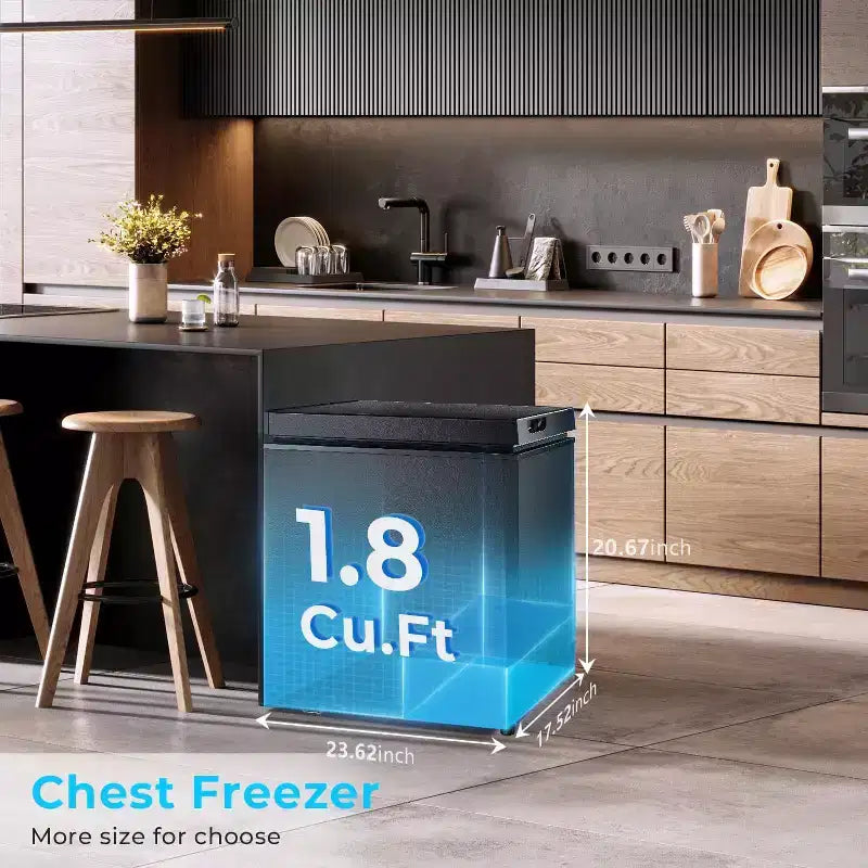 ZAFRO 1.8 Cu.ft Chest Freezer, Compact Deep Freezer with 2 Baskets & Adjustable Temp, Top Open Door for Home, Dorm,Kitchen,Bar