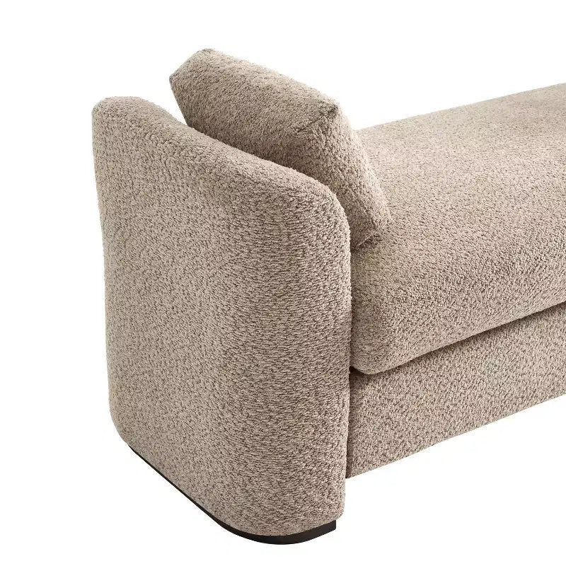 GDFStudio Jase Contemporary Rubberwood Boucl Upholstered Bench with Pillows
