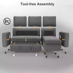 Dyonery 2 in 1 Pull Out Sleeper Sofa with Storage Chaise C Corduroy Sectional Couch with USB Ports for Living Room