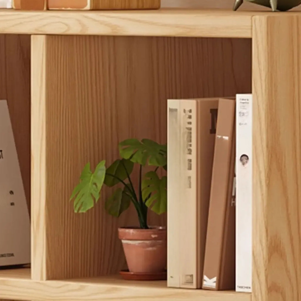 Modern Horizontal Wood 8-Cube Natural Finish Bookcase