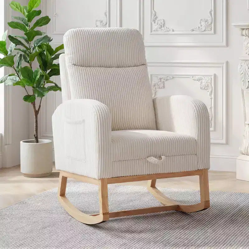 Fauteuil à bascule pour chambre d'enfant, Fauteuils à bascule d'allaitement avec repose-pieds, Fauteuil inclinable à bascule confortable avec pochette latérale, pour salon, chambre à coucher