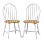 Buylateral Set of 2 Farmhouse Solid Wood Spindle Windsor Dining Chairs