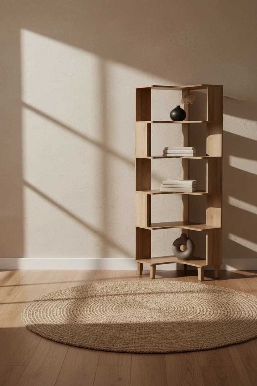 Corner Bookcase - Natural Oak