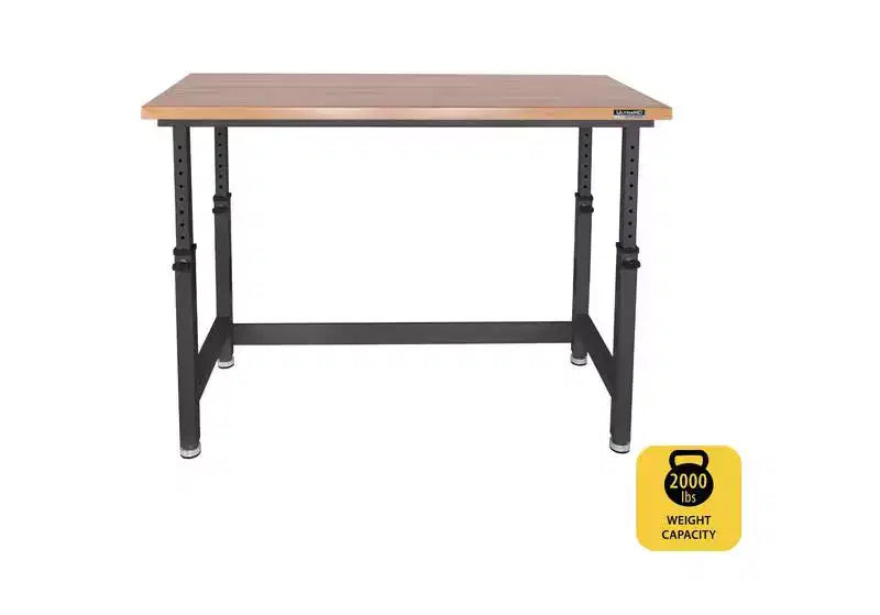 Heavy Duty 60 Adjustable Height Workbench Table with Wood Top