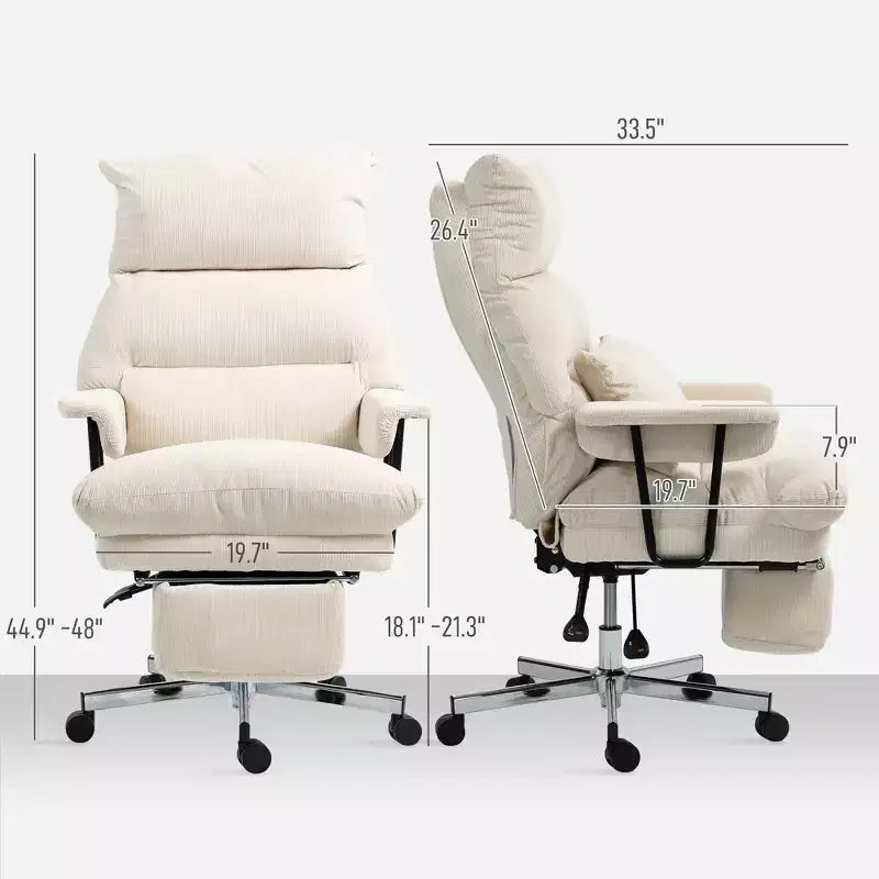 Executive Office Chair with Lumbar Support, Footrest, High Back Reclining Overstuffed Desk Chair with