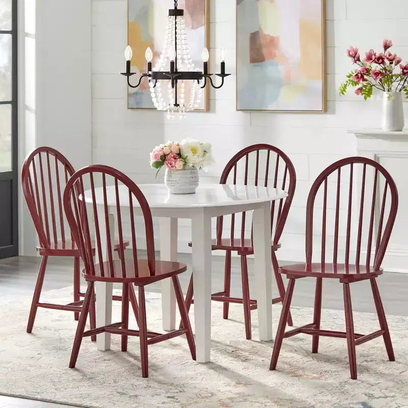 Buylateral Set of 2 Farmhouse Solid Wood Spindle Windsor Dining Chairs