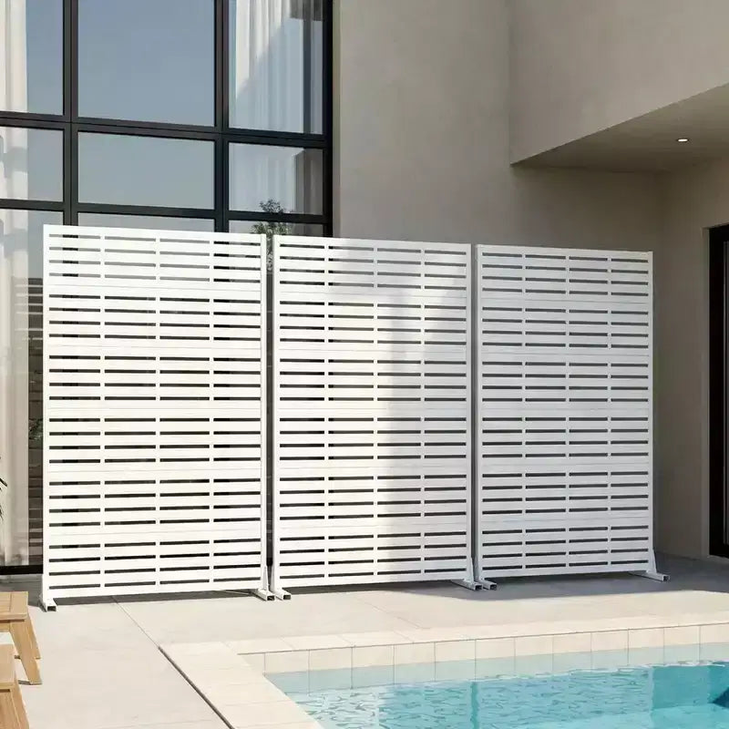 MAYEERTY 72x47 White Outdoor Natural Privacy Panel Screen, 6 Piece Set Natural Folding Divider for Backyard and Garden