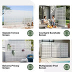 MAYEERTY 72x47 White Outdoor Natural Privacy Panel Screen, 6 Piece Set Natural Folding Divider for Backyard and Garden
