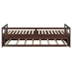 Okak Twin Size Extending Design Daybed with Trundle/Drawers & Safety Rails,Solid Wood Platform Bed Frame for Teens,Adults