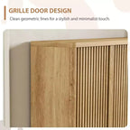 Shoe Cabinet with Fluted Door, Adjustable Shelves for Entryway Living Room