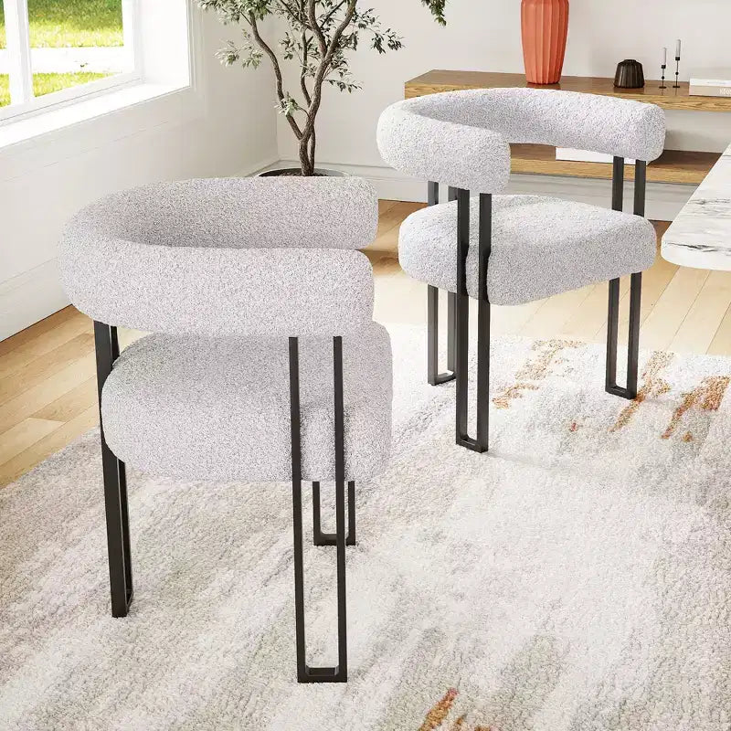 TUYOHW Modern Round Dining Chairs Set of 2,Upholstered Dining Room Chairs with Cushioned Seat & Sturdy Metal Frame