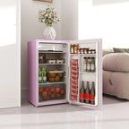 3.2 Cu.Ft Mini Fridge with Freezer, Single Door Compact Refrigerator with Adjustable Thermostat for Bedroom