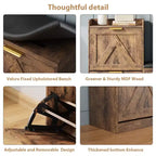 Farmhouse Shoe Cabinet with Bench, 4 Flip Drawers Entryway Shoe Storage Organizer with Comfort Cushioned Seat, Freestanding Shoe Rack Bench