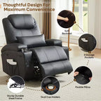 Bestier 34.6'' Electric Power Lift Asist Recliner Chair with Massage and Heat, Fax Leather Reclining Chair with Side Pockets & Cup Holders