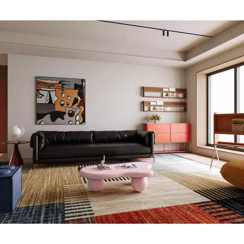 Pink Cloud-Shape Coffee Table with Ball Legs, 1-Person