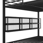 Metal Queen over Queen Bunk Bed with Storage Cabinets and LED, Black