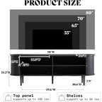 AMERLIFE 70 TV Stand with Solid Wood Legs, Mid Century Modern TV Console with Tambour Door