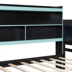 Full/Queen Gaming Daybed with Bookcase Headboard, LED Lights, Integrated Desk, Drawers and Charging Station