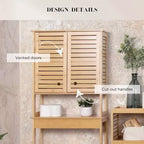 Evideco French Home Goods Over The Toilet Storage Cabinet with Double Vented Doors and Open Shelf, Natural - Trinidad Collection