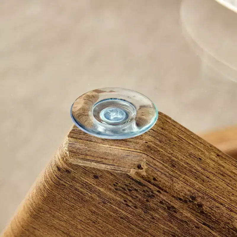 Okak Modern Circular Glass Coffee Table, Small Distinctive Design Tea Table Wood Legs for Living Room Reception Office Farmhouses