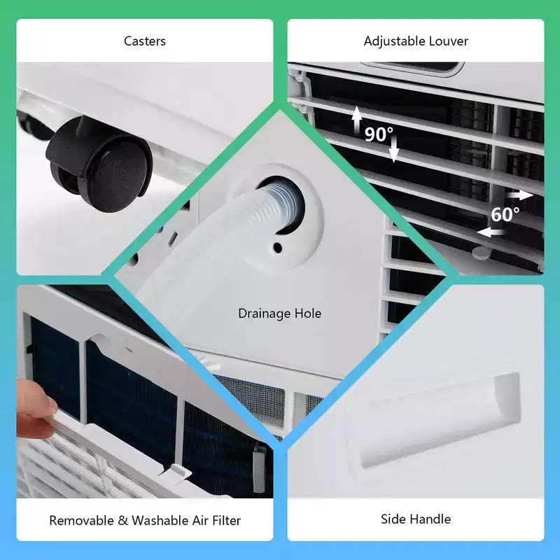 Costway 5000 BTU (8000BTU ASHRAE) Portable Air Conditioner with Remote Control 3-in-1 Air Cooler w/ Drying