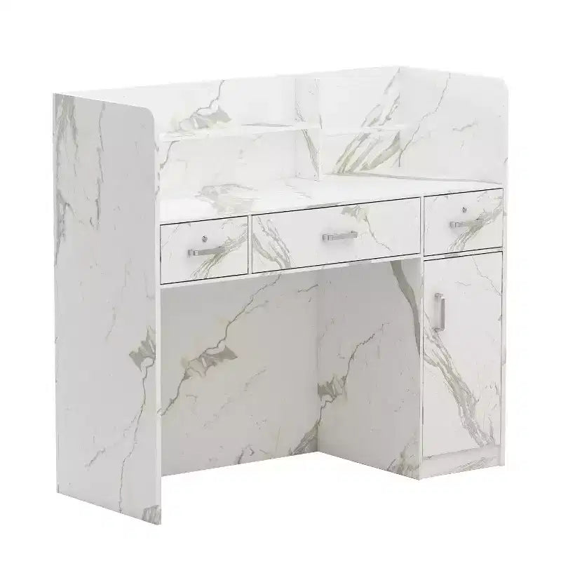 Famapy L-shaped Reception Desk Multifunctional Welcome Desk Workstation
