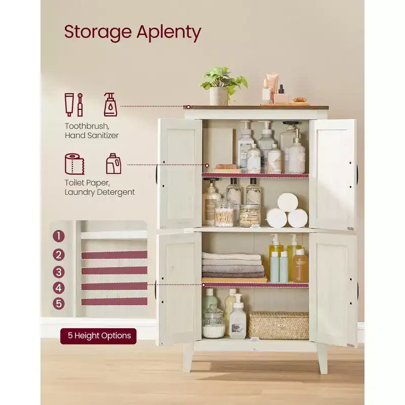 VASAGLE LIRY Collection - Farmhouse Storage Cabinet, Bathroom Floor Cabinet with Barn Doors, Freestanding Kitchen Pantry, Adjustable Shelves
