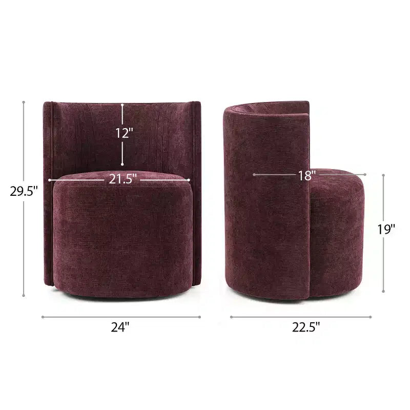 Lot de 4 chaises de salle à manger modernes pivotantes, chaises sans accoudoirs rembourrées en tissu texturé avec dossier incurvé pour salle à manger ou cuisine - Panipeachy