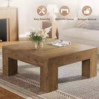 Table basse carrée Lantine de 99 cm pour salon, table basse d'appoint style ferme avec pieds en bois robustes, montage facile